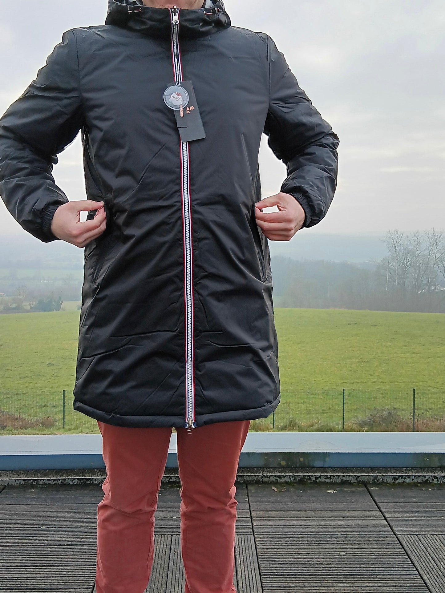 Laura Jo - Doudoune HOMME longue imperméable et réversible matelassé noir Laura Jo