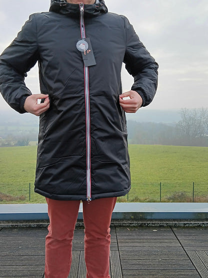 Laura Jo - Doudoune HOMME longue imperméable et réversible matelassé noir Laura Jo