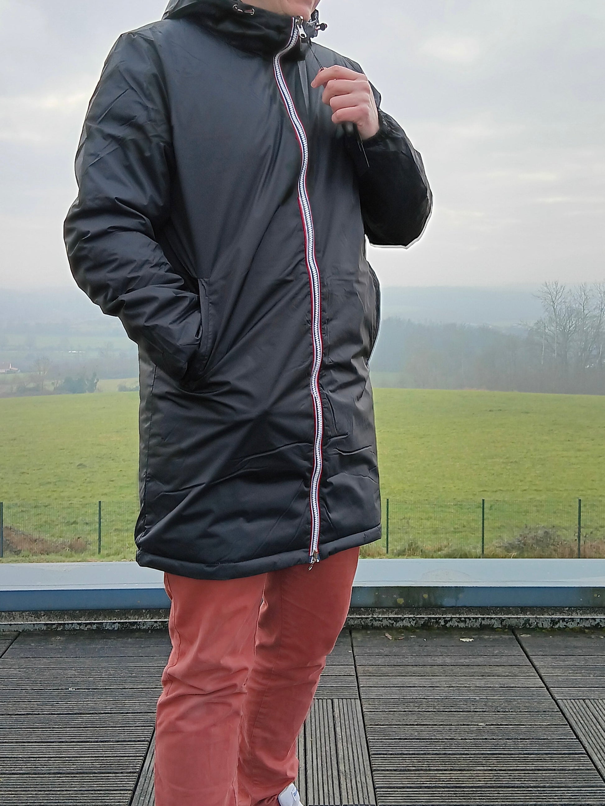 Laura Jo - Doudoune HOMME longue imperméable et réversible matelassé noir Laura Jo