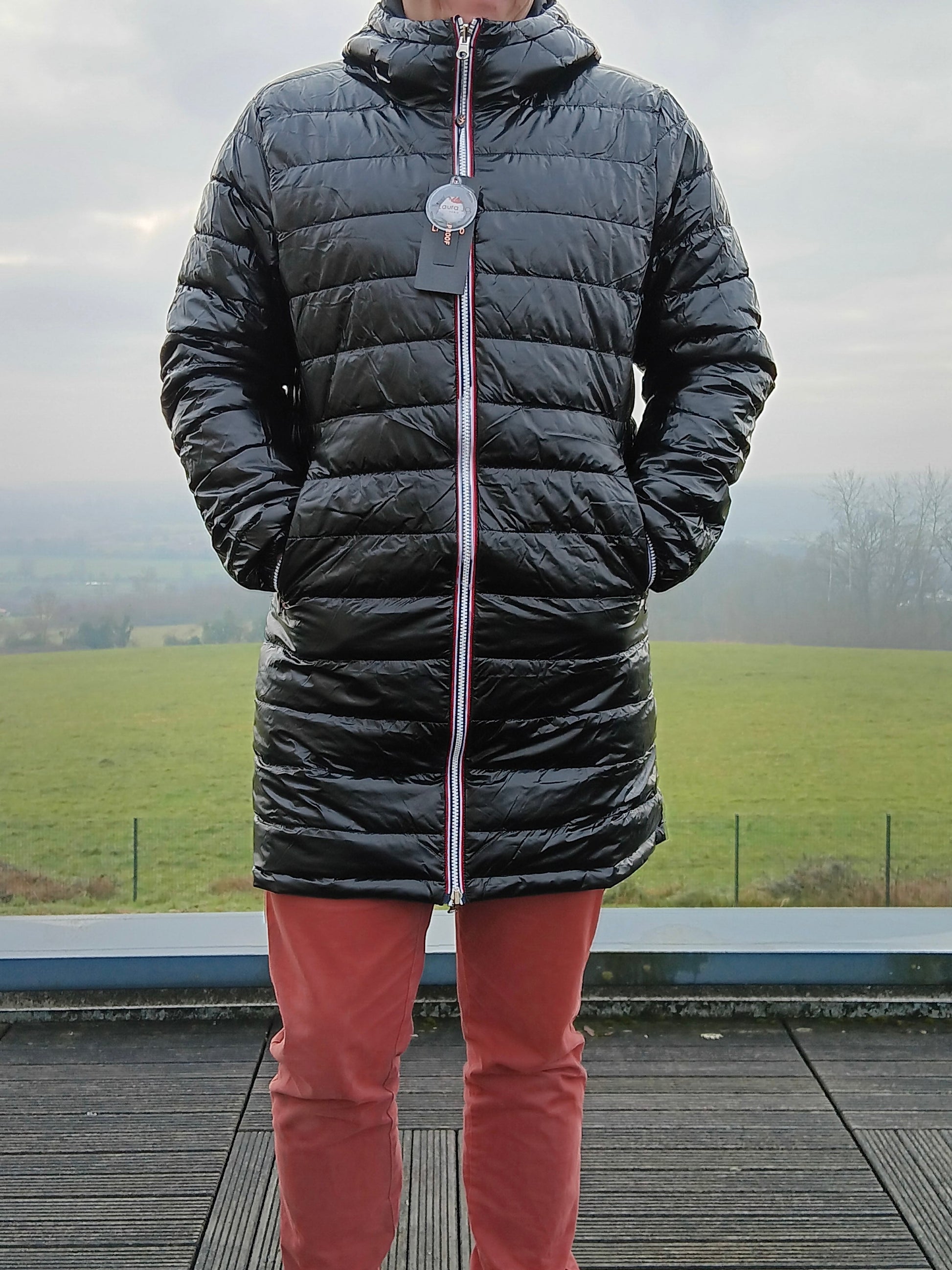 Laura Jo - Doudoune HOMME longue imperméable et réversible matelassé noir Laura Jo