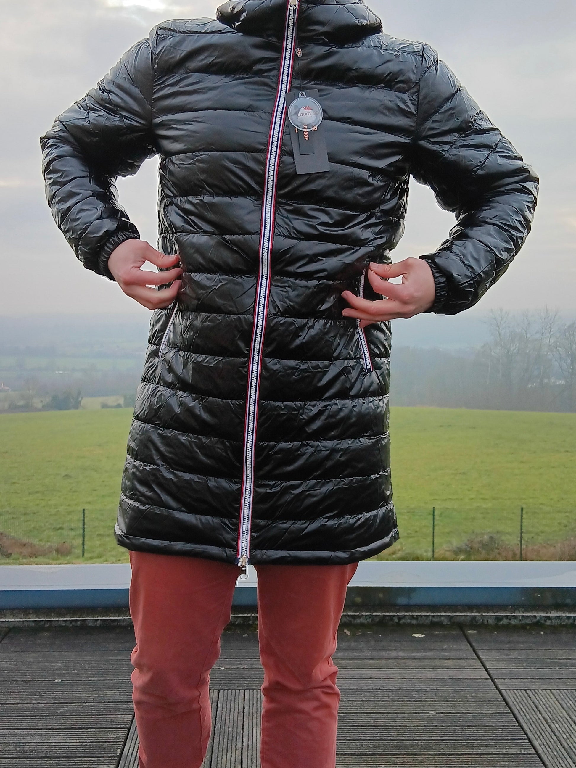 Laura Jo - Doudoune HOMME longue imperméable et réversible matelassé noir Laura Jo