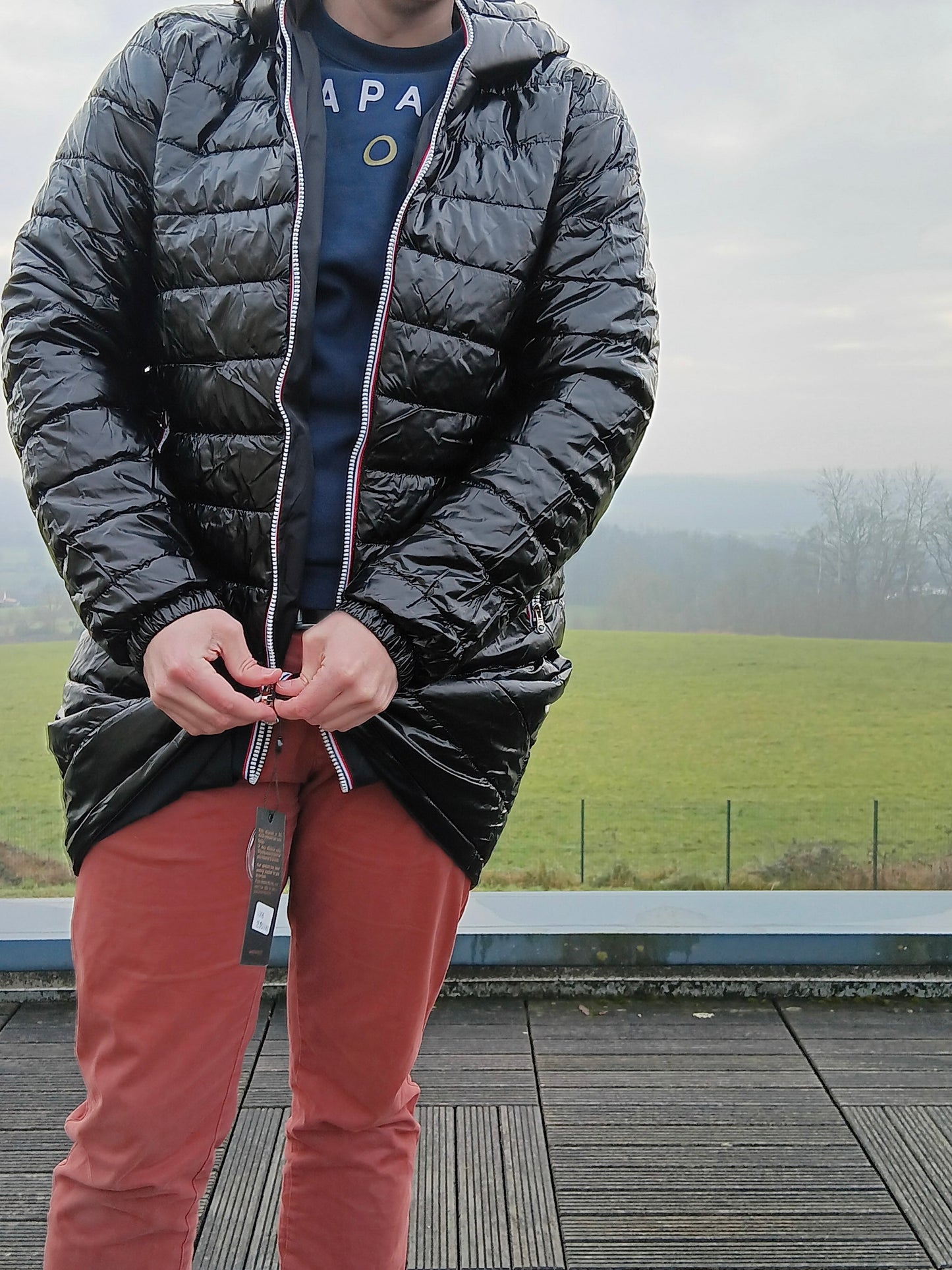 Laura Jo - Doudoune HOMME longue imperméable et réversible matelassé noir Laura Jo