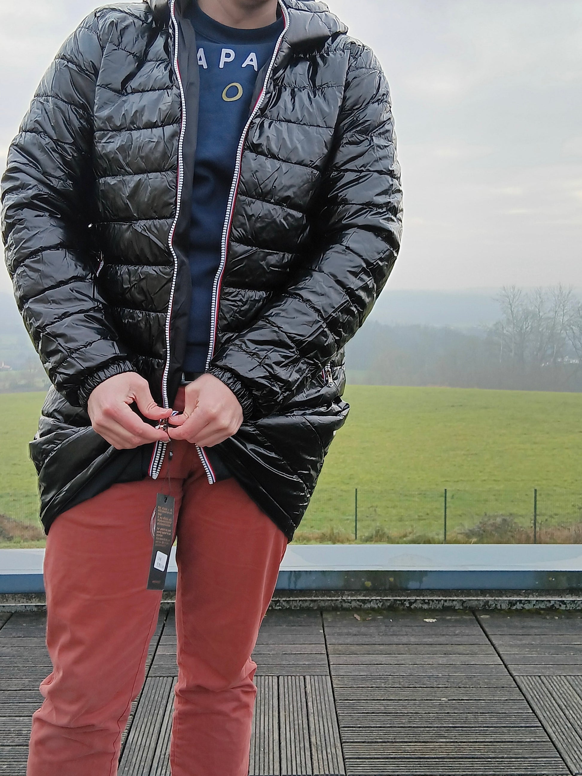 Laura Jo - Doudoune HOMME longue imperméable et réversible matelassé noir Laura Jo