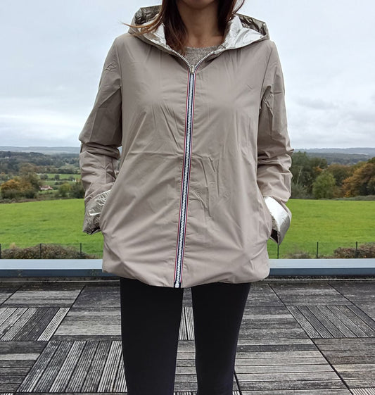 Laura Jo - Imperméable réversible court garnissage ouate mi-saison beige / doré Laura Jo