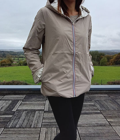 Laura Jo - Imperméable réversible court garnissage ouate mi-saison beige / doré Laura Jo