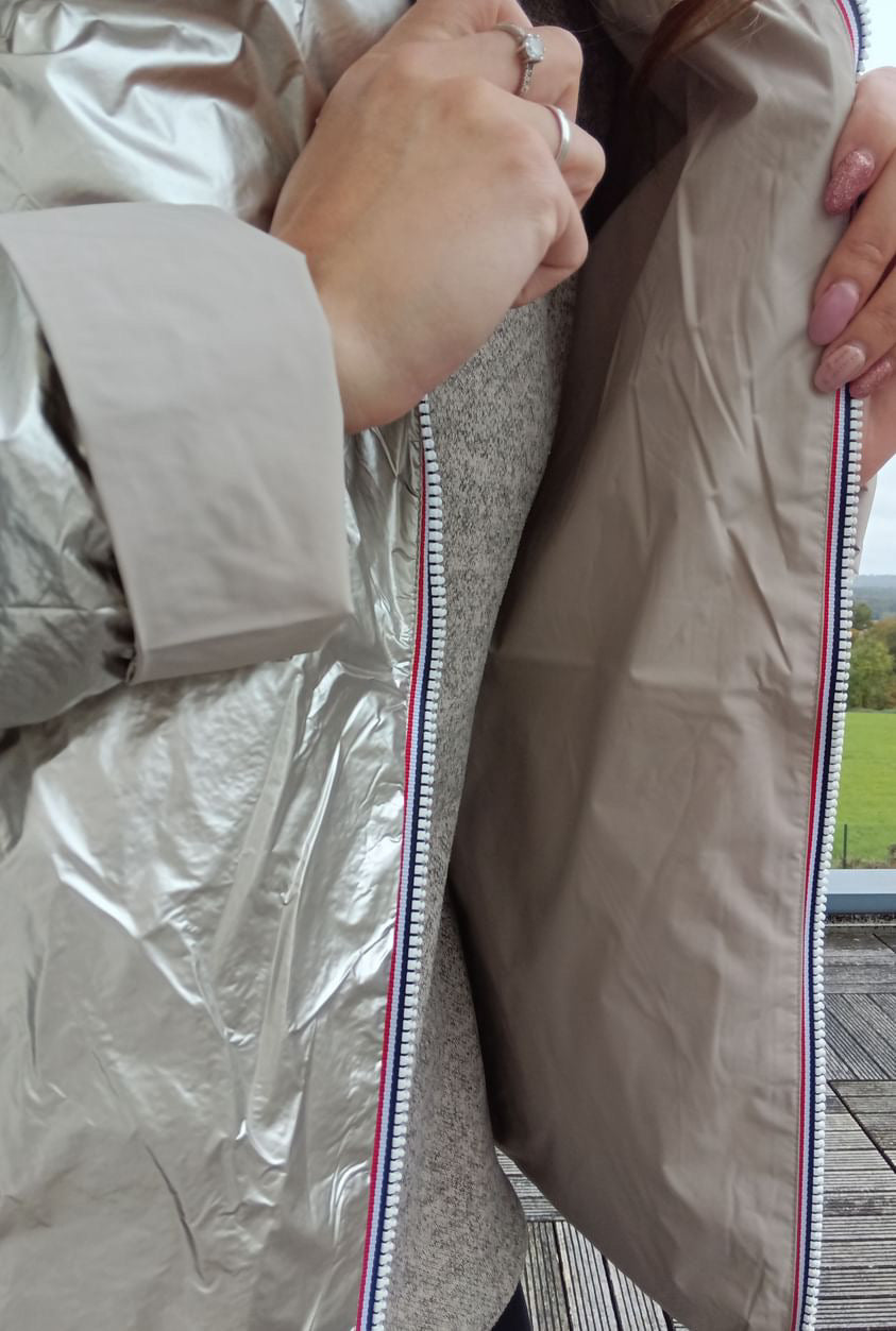Laura Jo - Imperméable réversible court garnissage ouate mi-saison beige / doré Laura Jo