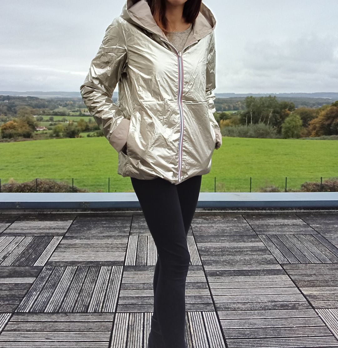 Laura Jo - Imperméable réversible court garnissage ouate mi-saison beige / doré Laura Jo