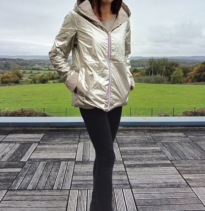 Laura Jo - Imperméable réversible court garnissage ouate mi-saison beige / doré Laura Jo