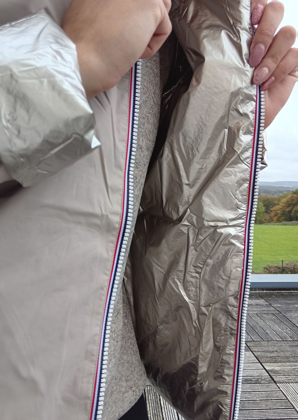 Laura Jo - Imperméable réversible court garnissage ouate mi-saison beige / doré Laura Jo