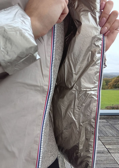 Laura Jo - Imperméable réversible court garnissage ouate mi-saison beige / doré Laura Jo