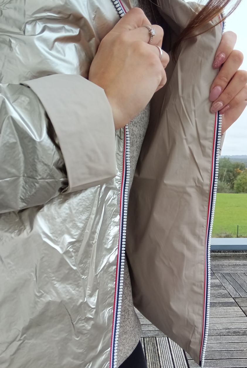 Laura Jo - Imperméable réversible court garnissage ouate mi-saison beige / doré Laura Jo