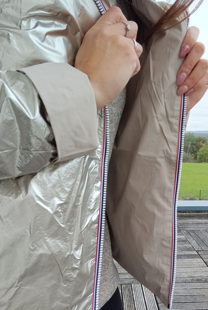 Laura Jo - Imperméable réversible court garnissage ouate mi-saison beige / doré Laura Jo