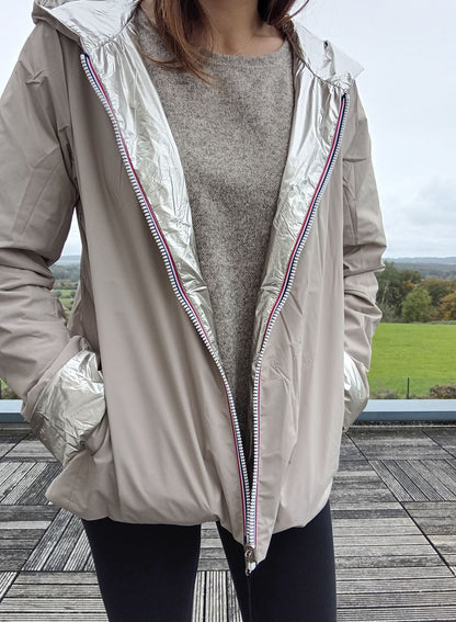 Laura Jo - Imperméable réversible court garnissage ouate mi-saison beige / doré Laura Jo