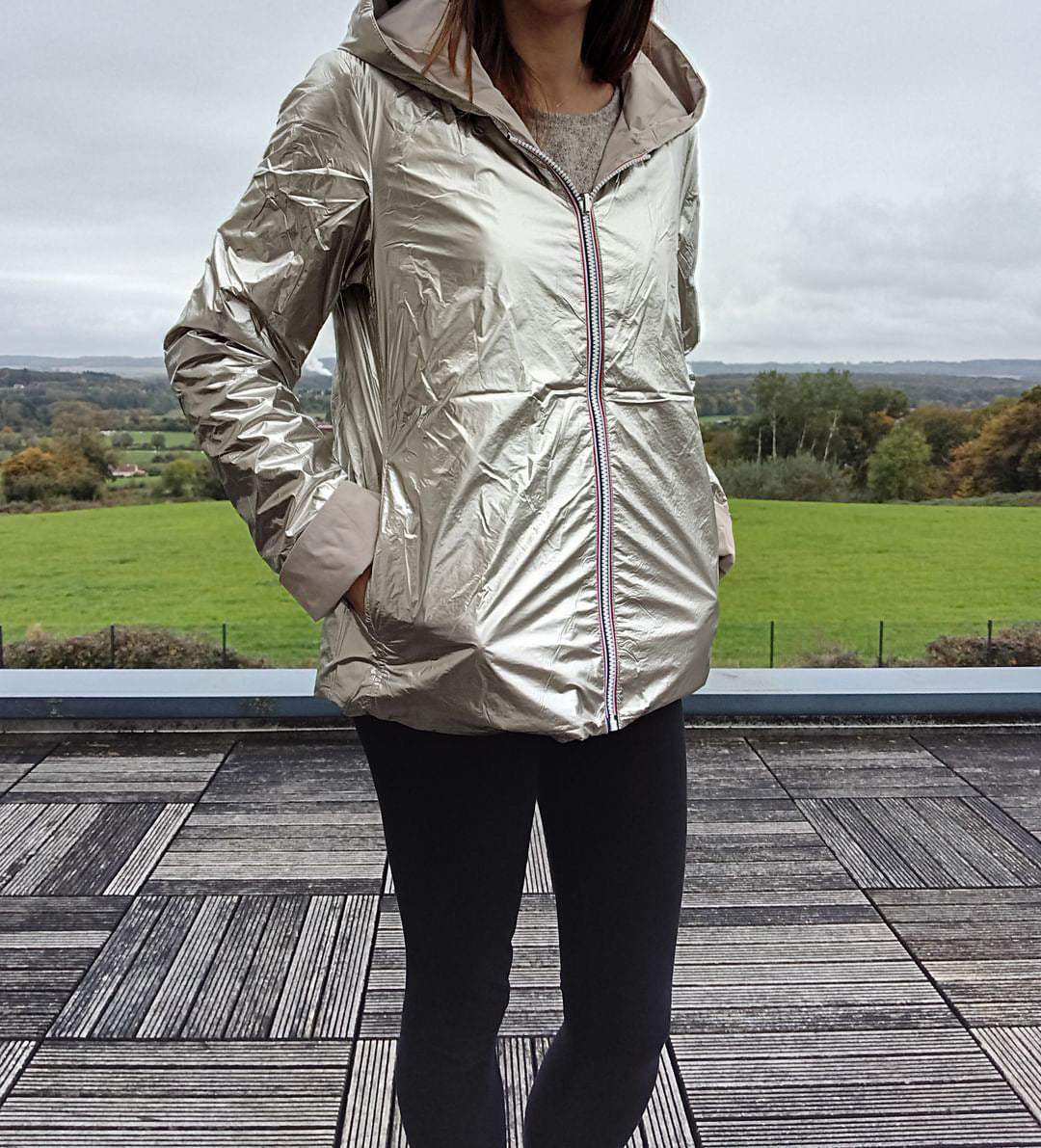 Laura Jo - Imperméable réversible court garnissage ouate mi-saison beige / doré Laura Jo