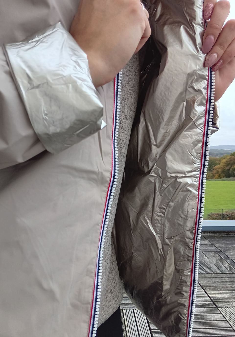 Laura Jo - Imperméable réversible court garnissage ouate mi-saison beige / doré Laura Jo