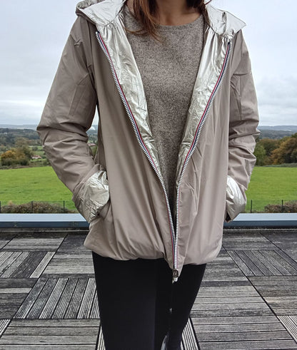Laura Jo - Imperméable réversible court garnissage ouate mi-saison beige / doré Laura Jo