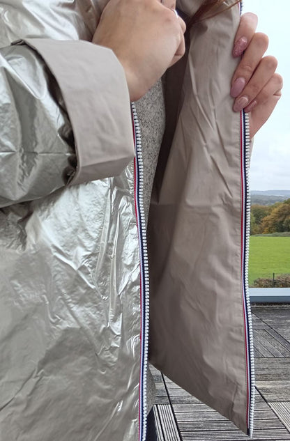 Laura Jo - Imperméable réversible court garnissage ouate mi-saison beige / doré Laura Jo