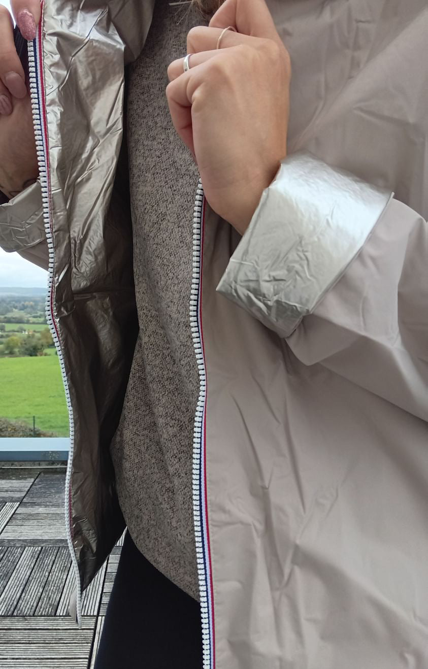 Laura Jo - Imperméable réversible court garnissage ouate mi-saison beige / doré Laura Jo