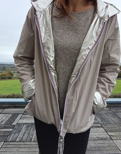 Laura Jo - Imperméable réversible court garnissage ouate mi-saison beige / doré Laura Jo