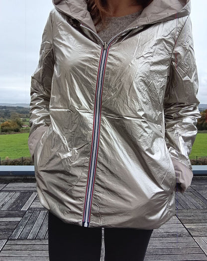 Laura Jo - Imperméable réversible court garnissage ouate mi-saison beige / doré Laura Jo