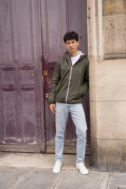 Laura Jo - Manteau imperméable kaki HOMME fourré court, doublé en sherpa blanc Laura Jo