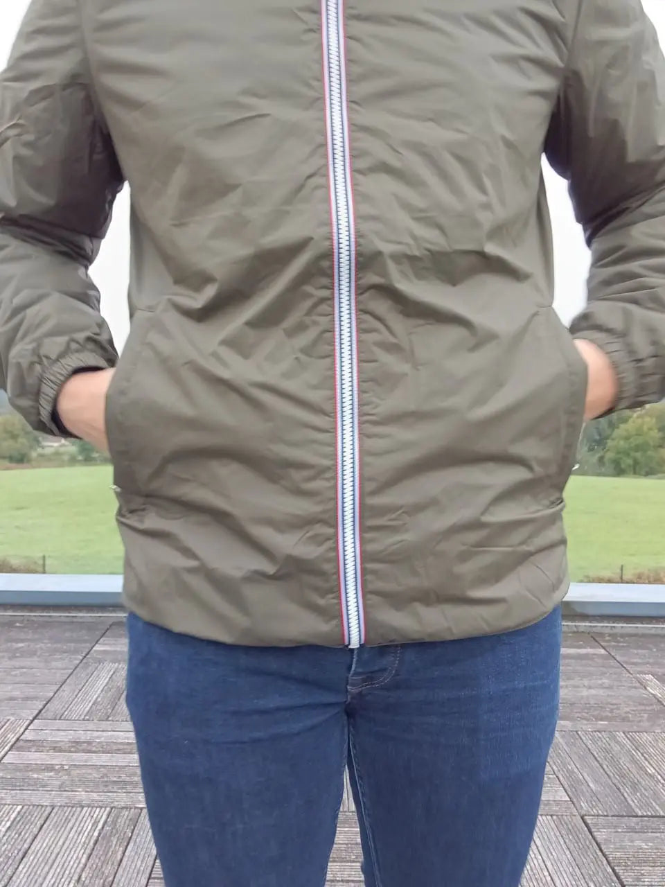 Laura Jo - Manteau imperméable kaki HOMME fourré court, doublé en sherpa blanc Laura Jo