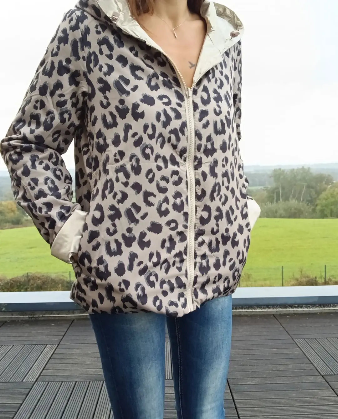 Imperméable Réversible Court Doré Léopard Femme Laura Jo Laura Jo