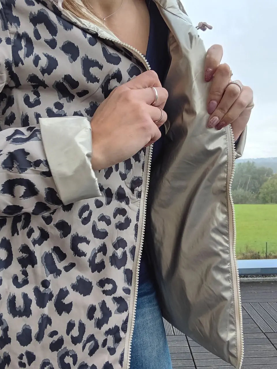 Imperméable Réversible Court Doré Léopard Femme Laura Jo Laura Jo