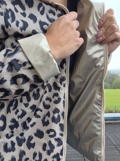 Imperméable Réversible Court Doré Léopard Femme Laura Jo Laura Jo