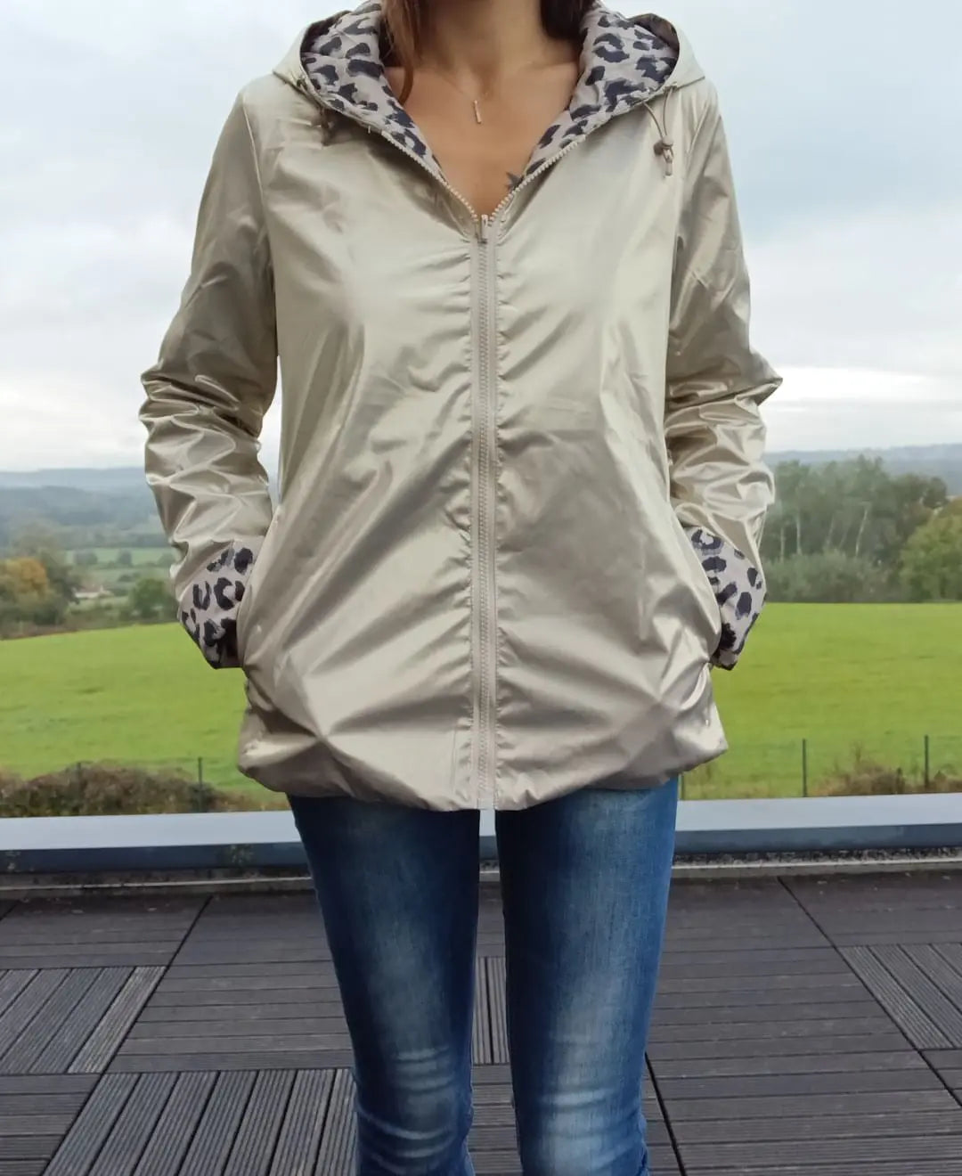 Imperméable Réversible Court Doré Léopard Femme Laura Jo Laura Jo
