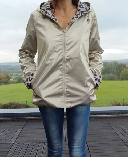 Imperméable Réversible Court Doré Léopard Femme Laura Jo Laura Jo
