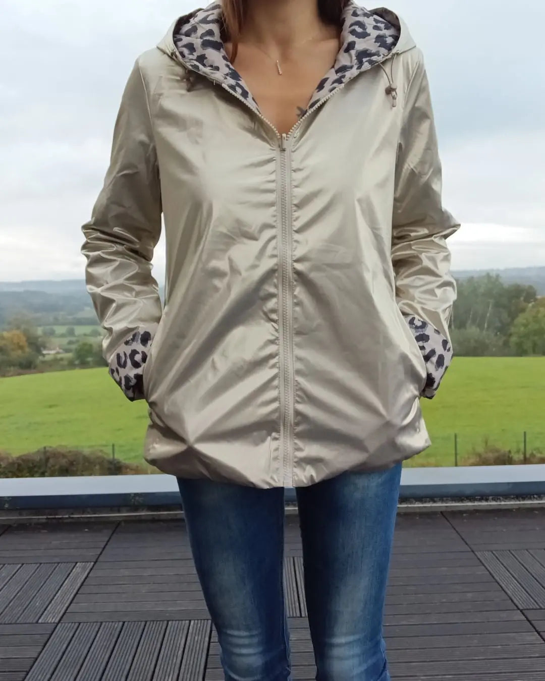 Imperméable Réversible Court Doré Léopard Femme Laura Jo Laura Jo