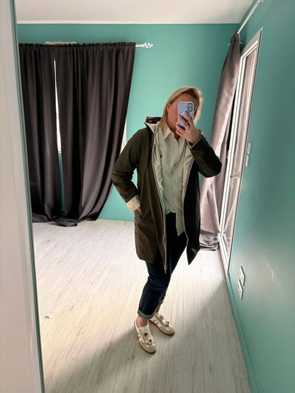 Imperméable Réversible Long Kaki Doré Femme Laura Jo Mi-Saison Laura Jo
