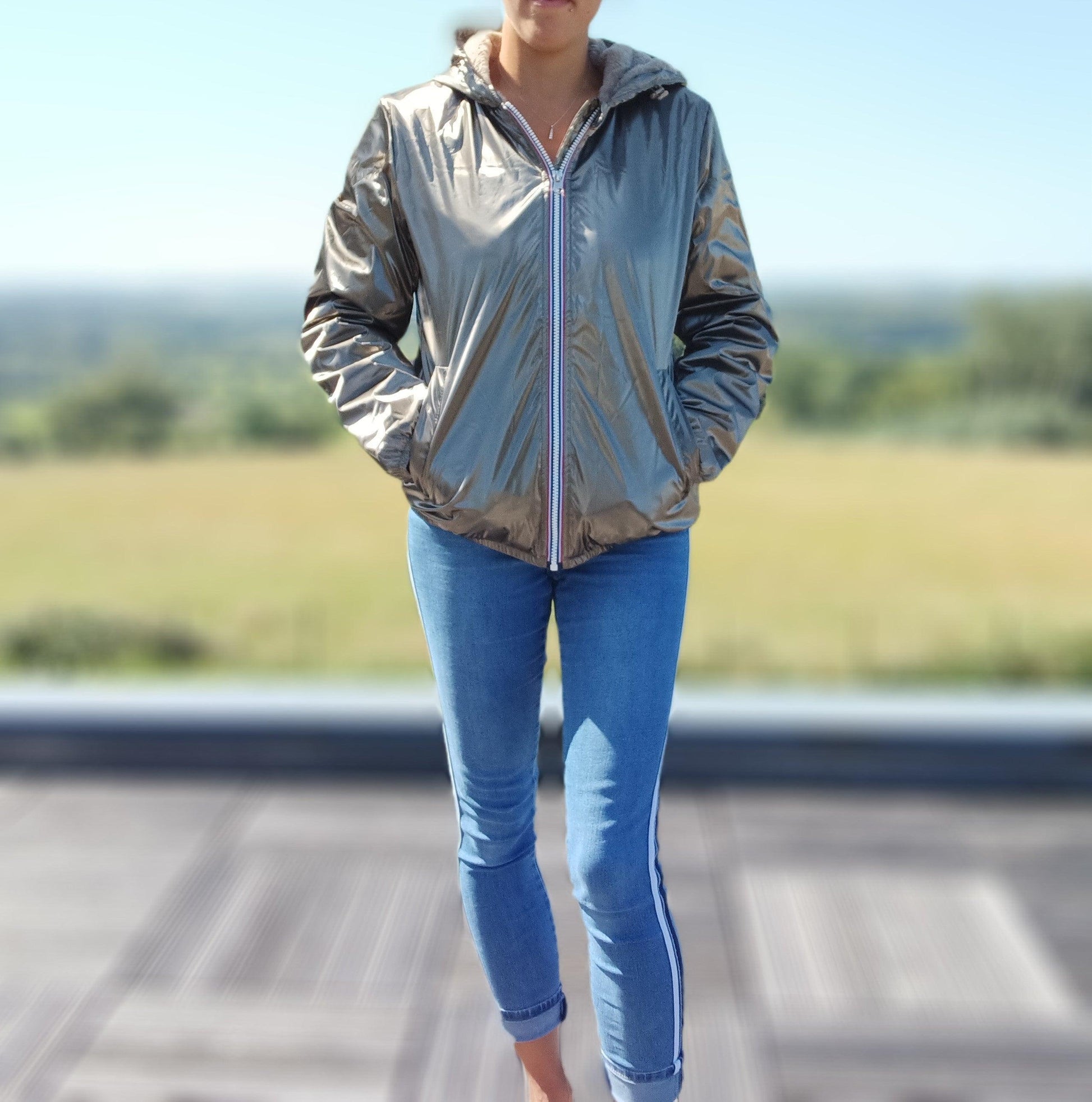 Manteau imperméable court fourré Marque Laura Jo bronze - Le Petit Placard