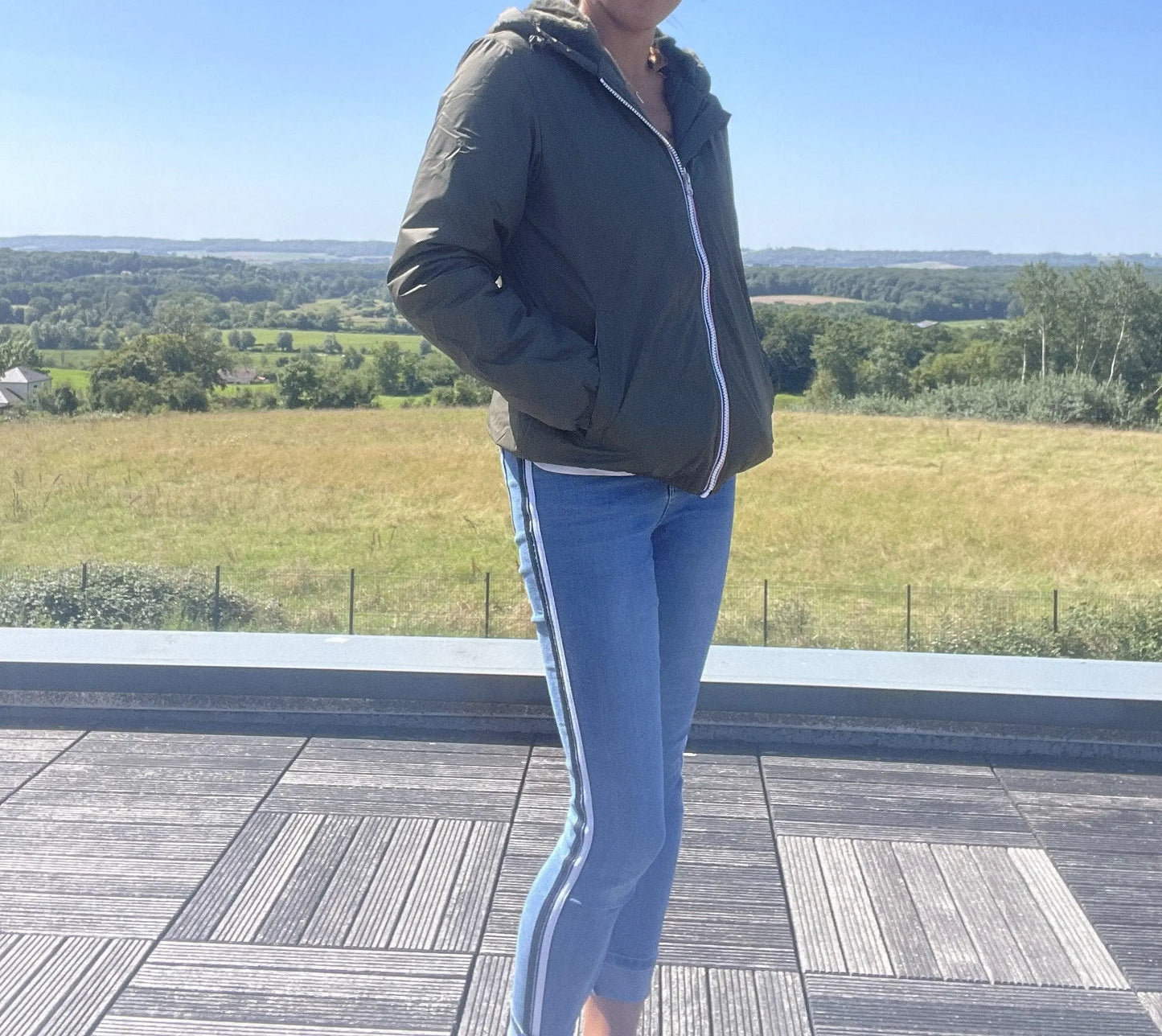 Manteau Court Fourré Kaki Femme Laura Jo - Imperméable Hiver Laura Jo