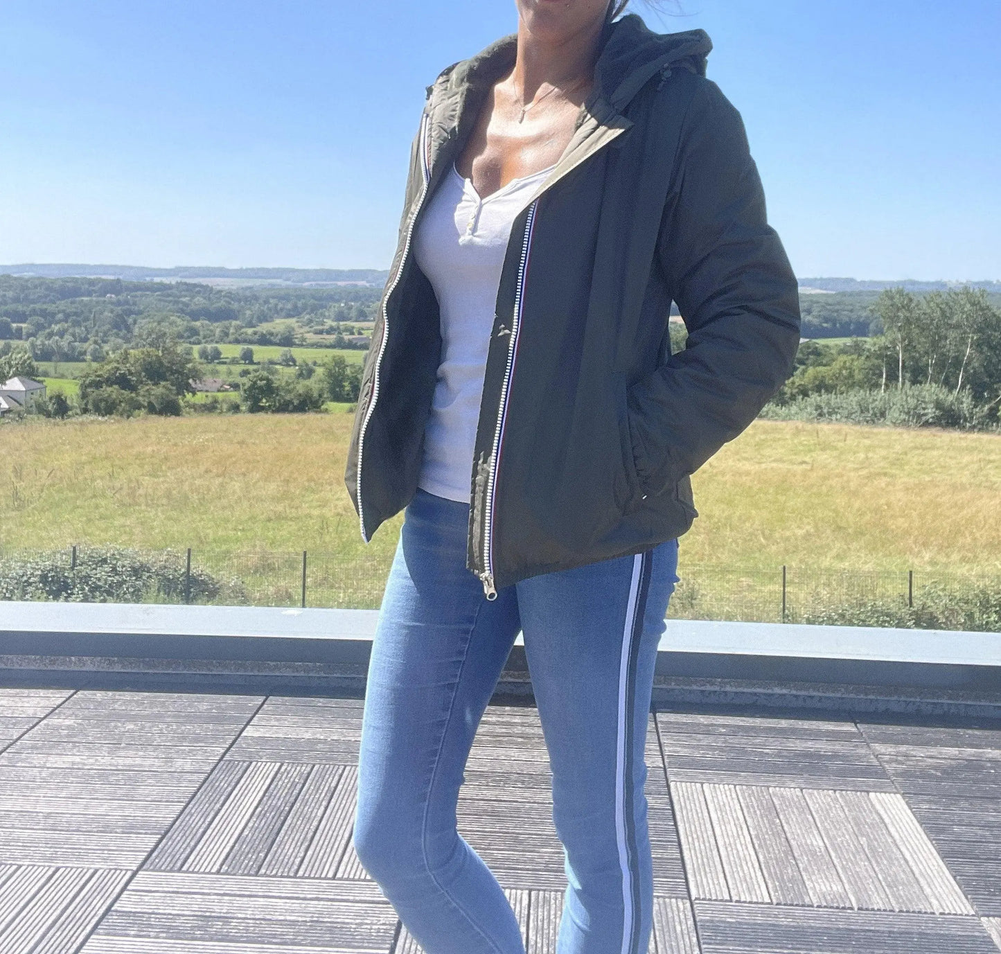 Manteau Court Fourré Kaki Femme Laura Jo - Imperméable Hiver Laura Jo