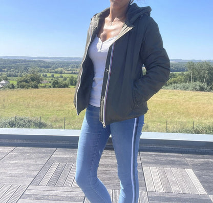 Manteau Court Fourré Kaki Femme Laura Jo - Imperméable Hiver Laura Jo