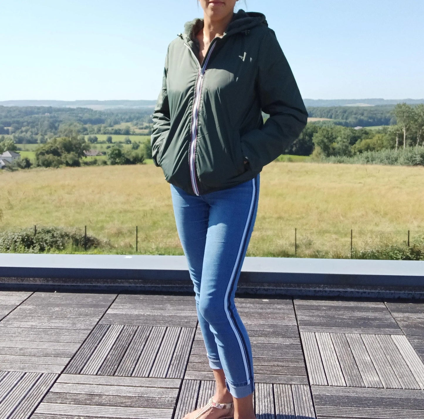 Manteau Court Fourré Vert Forêt Laura Jo - Imperméable Hiver Laura Jo