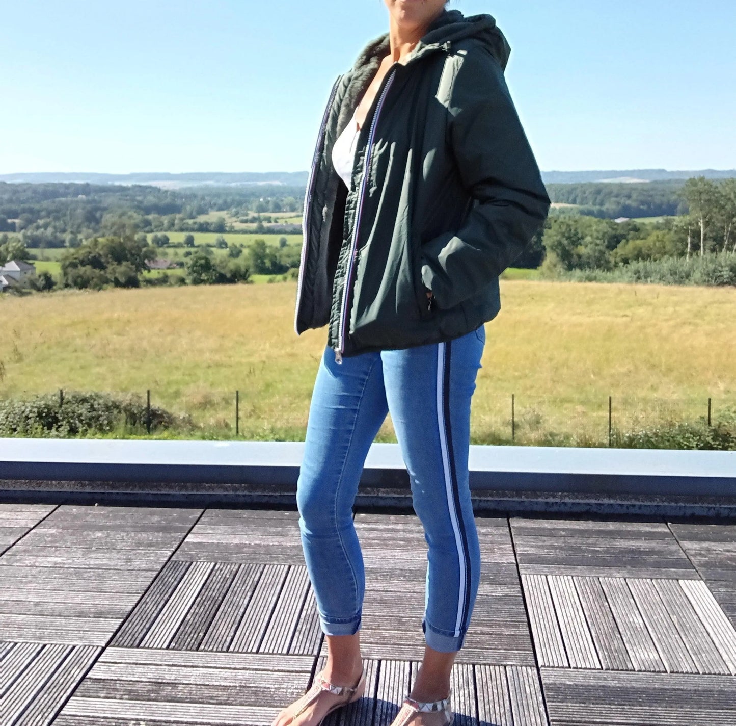 Manteau Court Fourré Vert Forêt Laura Jo - Imperméable Hiver Laura Jo