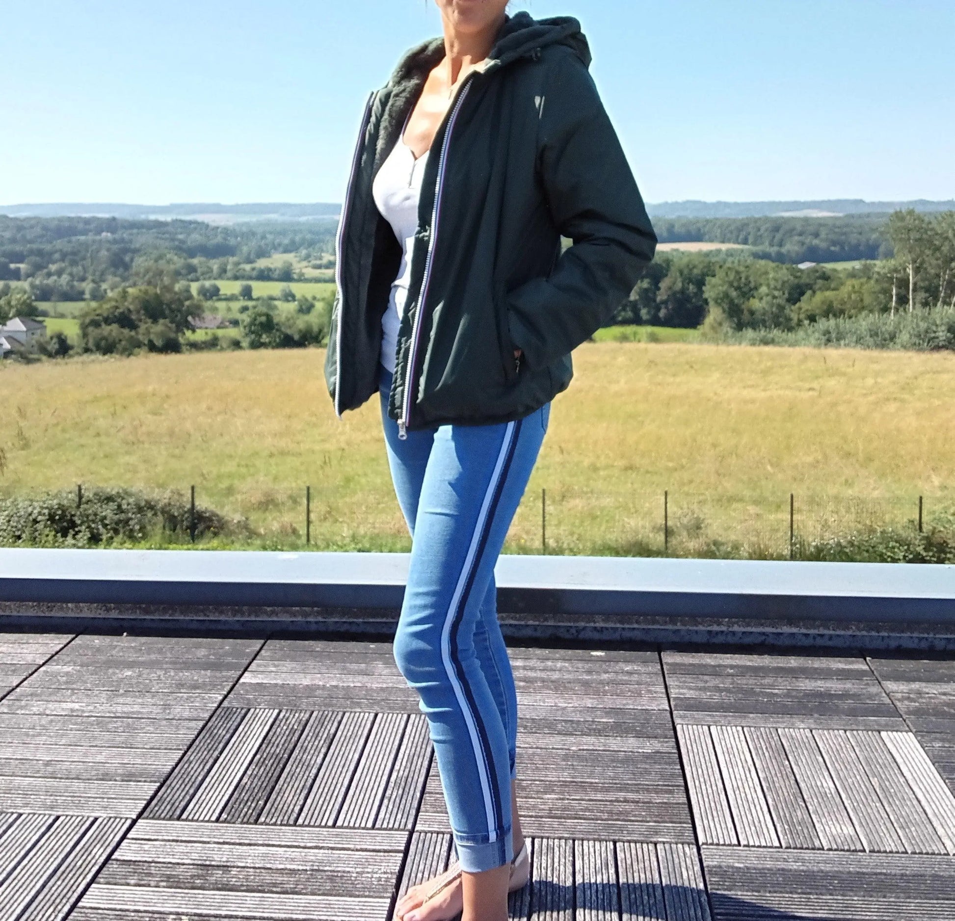 Manteau Court Fourré Vert Forêt Laura Jo - Imperméable Hiver Laura Jo