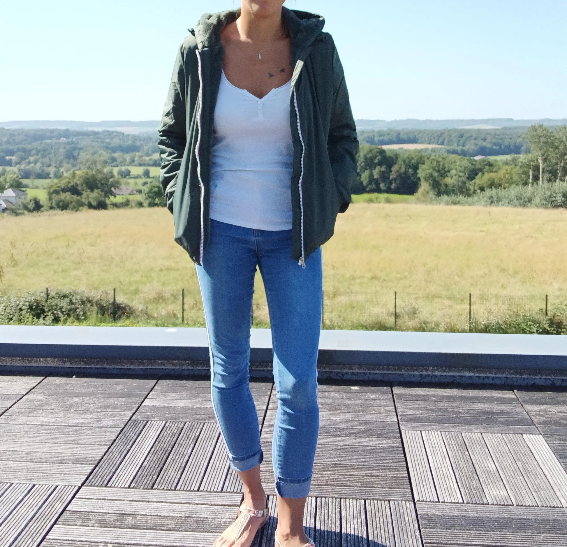 Manteau Court Fourré Vert Forêt Laura Jo - Imperméable Hiver Laura Jo