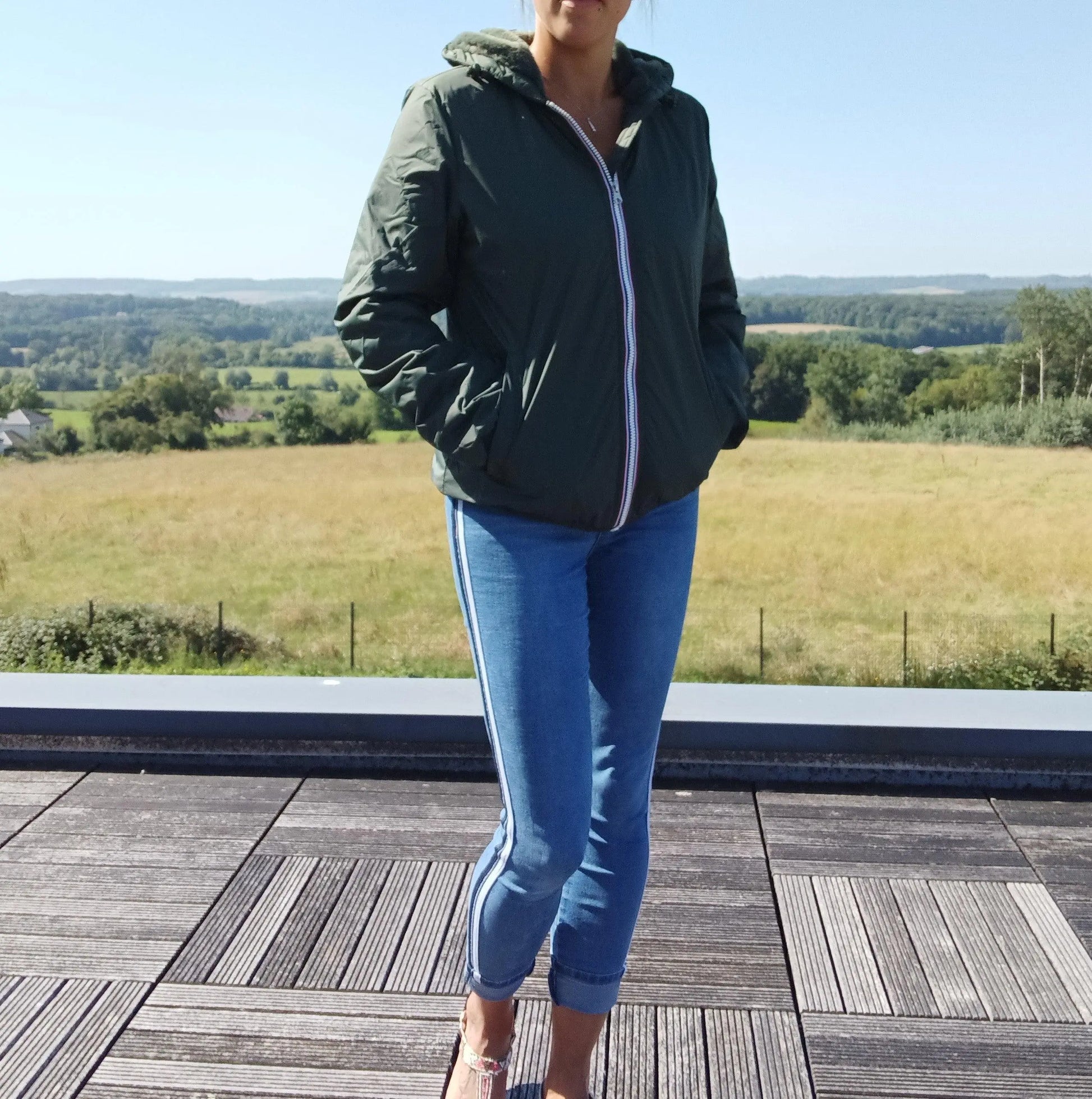 Manteau Court Fourré Vert Forêt Laura Jo - Imperméable Hiver Laura Jo