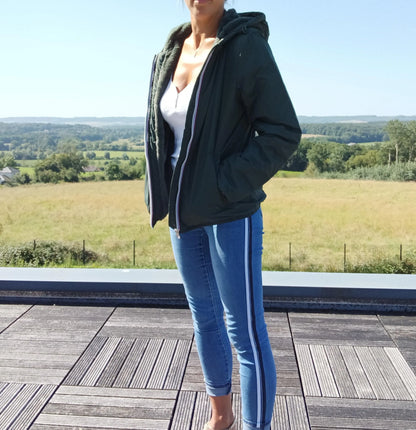 Manteau Court Fourré Vert Forêt Laura Jo - Imperméable Hiver Laura Jo