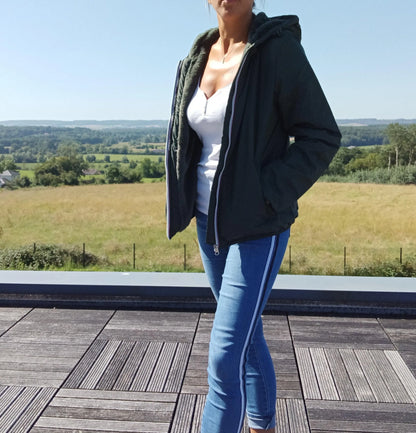 Manteau Court Fourré Vert Forêt Laura Jo - Imperméable Hiver Laura Jo