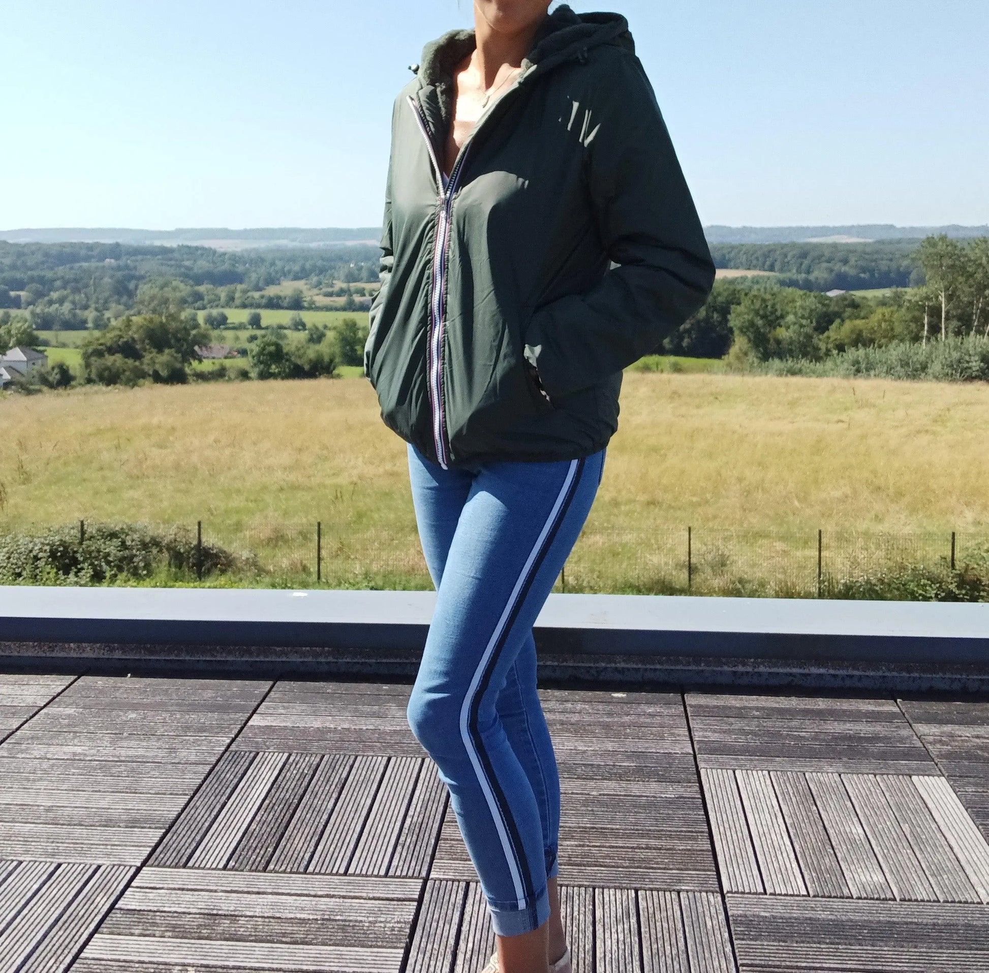 Manteau Court Fourré Vert Forêt Laura Jo - Imperméable Hiver Laura Jo