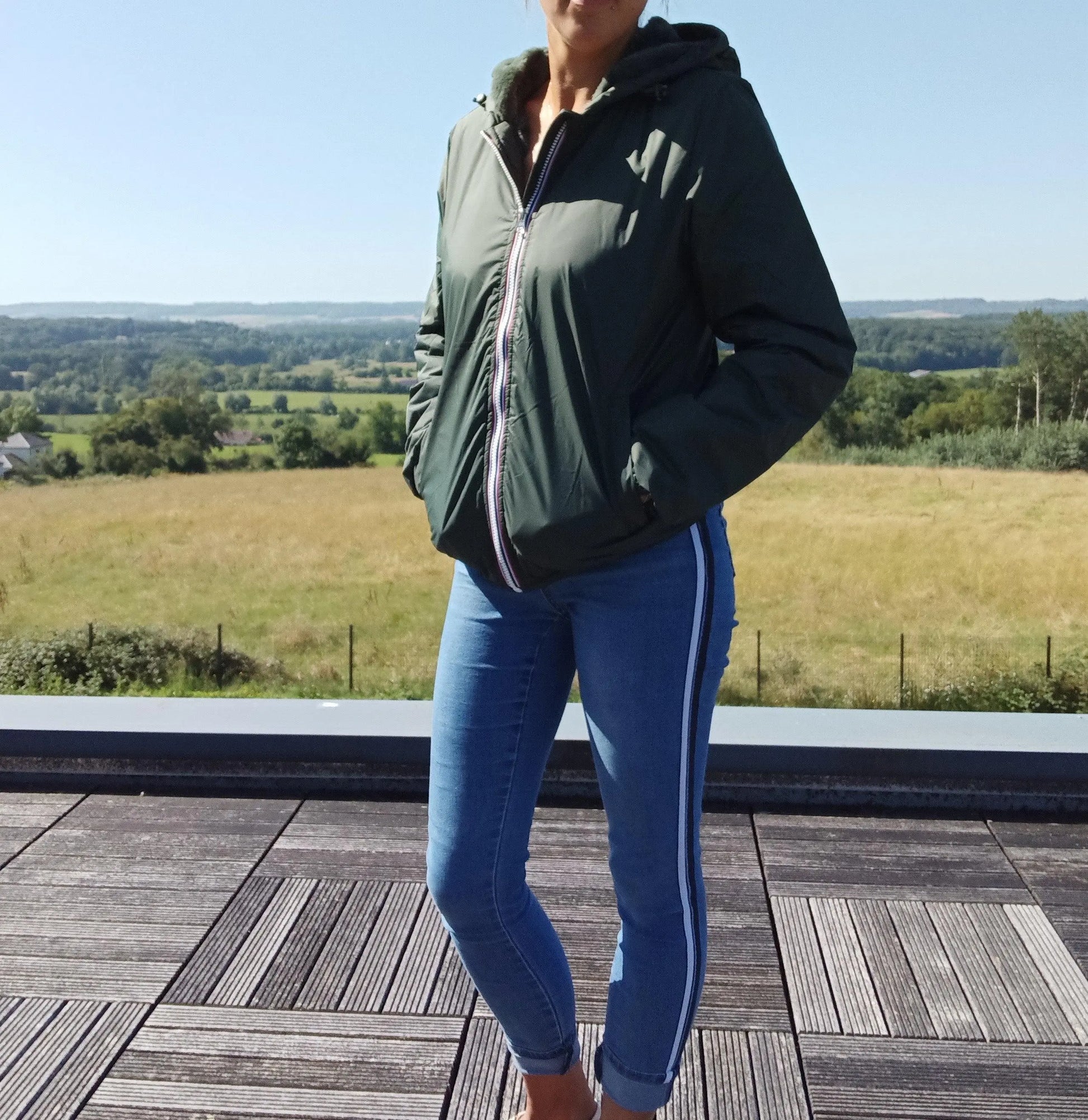 Manteau Court Fourré Vert Forêt Laura Jo - Imperméable Hiver Laura Jo