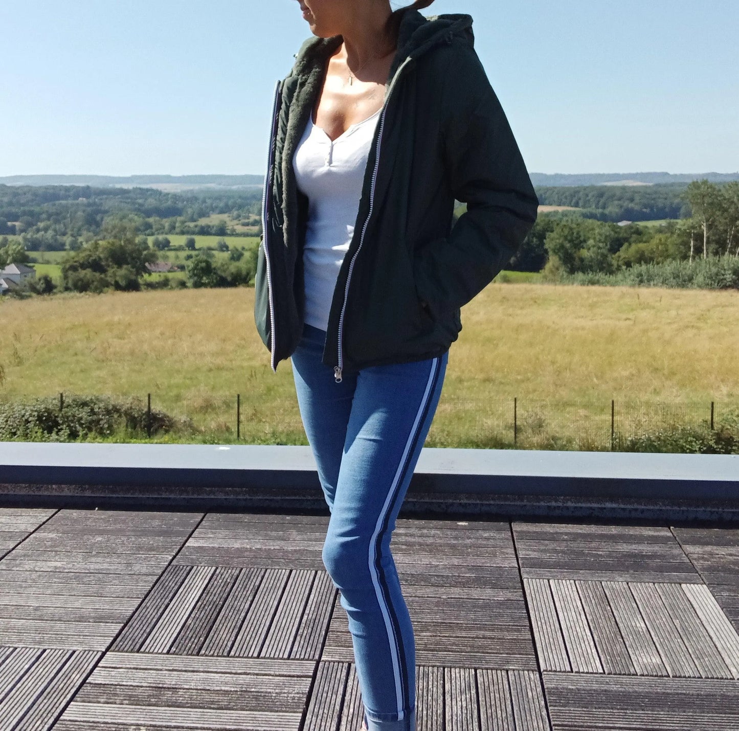 Manteau Court Fourré Vert Forêt Laura Jo - Imperméable Hiver Laura Jo