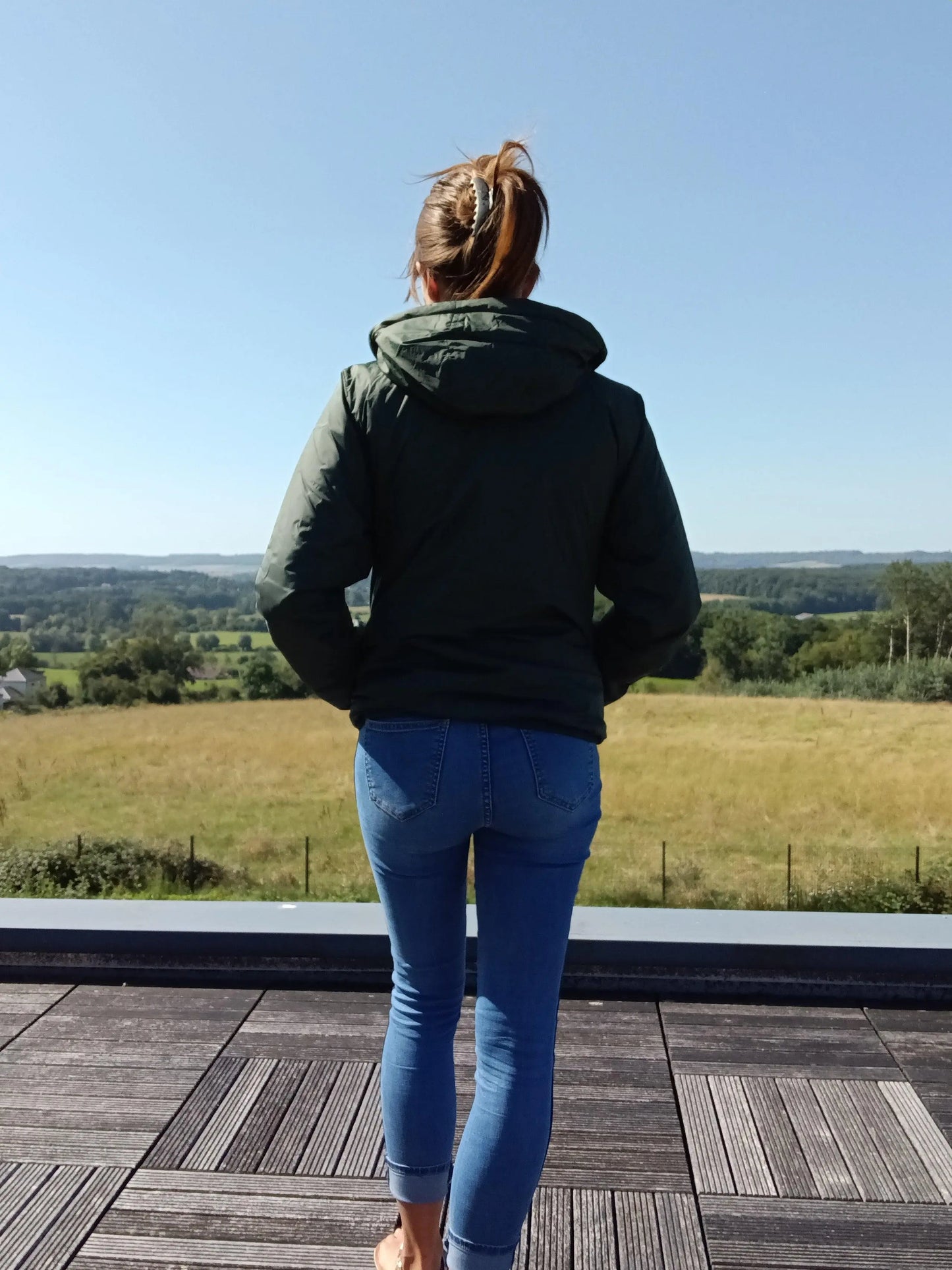 Manteau Court Fourré Vert Forêt Laura Jo - Imperméable Hiver Laura Jo
