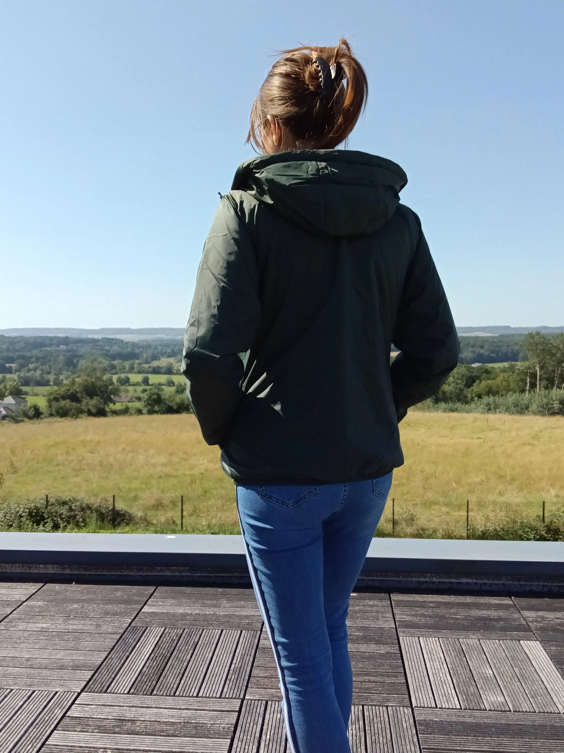 Manteau Court Fourré Vert Forêt Laura Jo - Imperméable Hiver Laura Jo