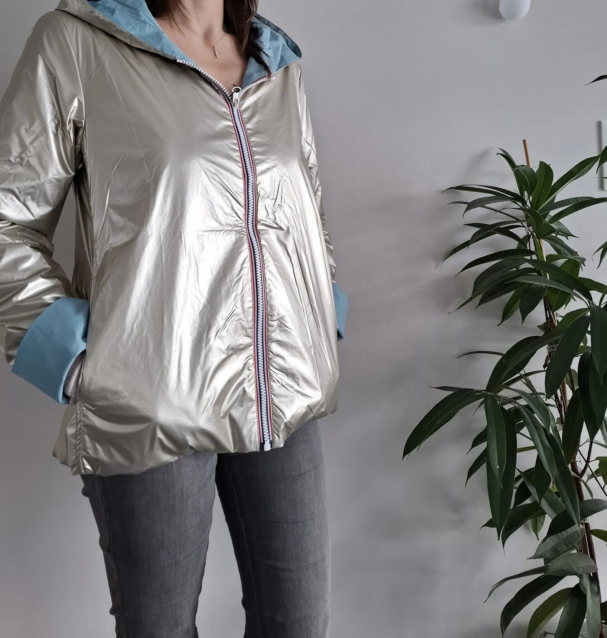 Manteau Réversible Court Bleu Ciel Doré Laura Jo - Mi-Saison Laura Jo
